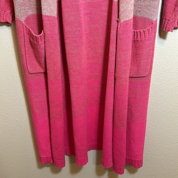 TORRID Pink Ombré Stripe Long Duster Cotton Open Front Cardigan Sweater - Picture 7 of 16